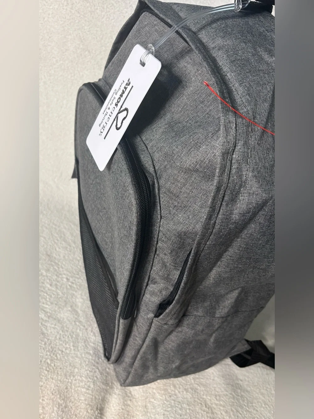 Men's Grey Everyday Backpack with Front Mesh Pocket
